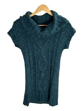 Mudd Teal Cable Knit Cowl Neck Sweater Dress